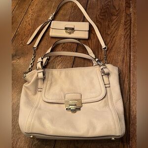 Michael Kors Cream Leather Shoulder Bag and Wallet